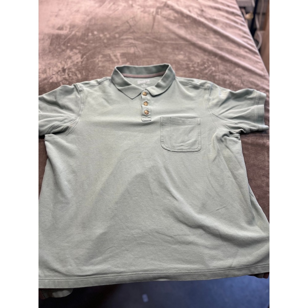Duluth Trading Co Mens XL Relaxed Fit Pique Polo Shirt Sage Green Pocket